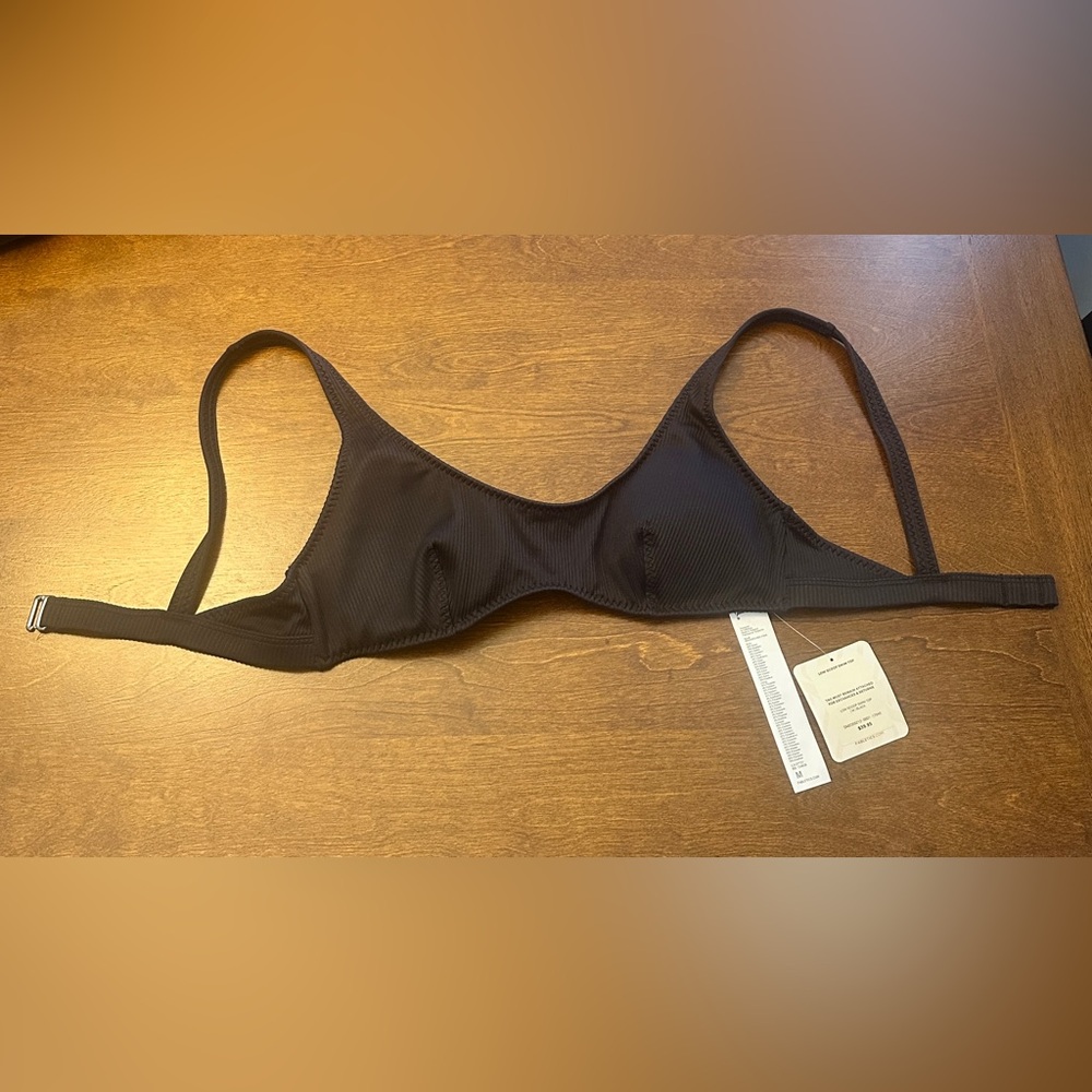Fabletics Black Women's Swim Bikini Top - low scoop black swim top
